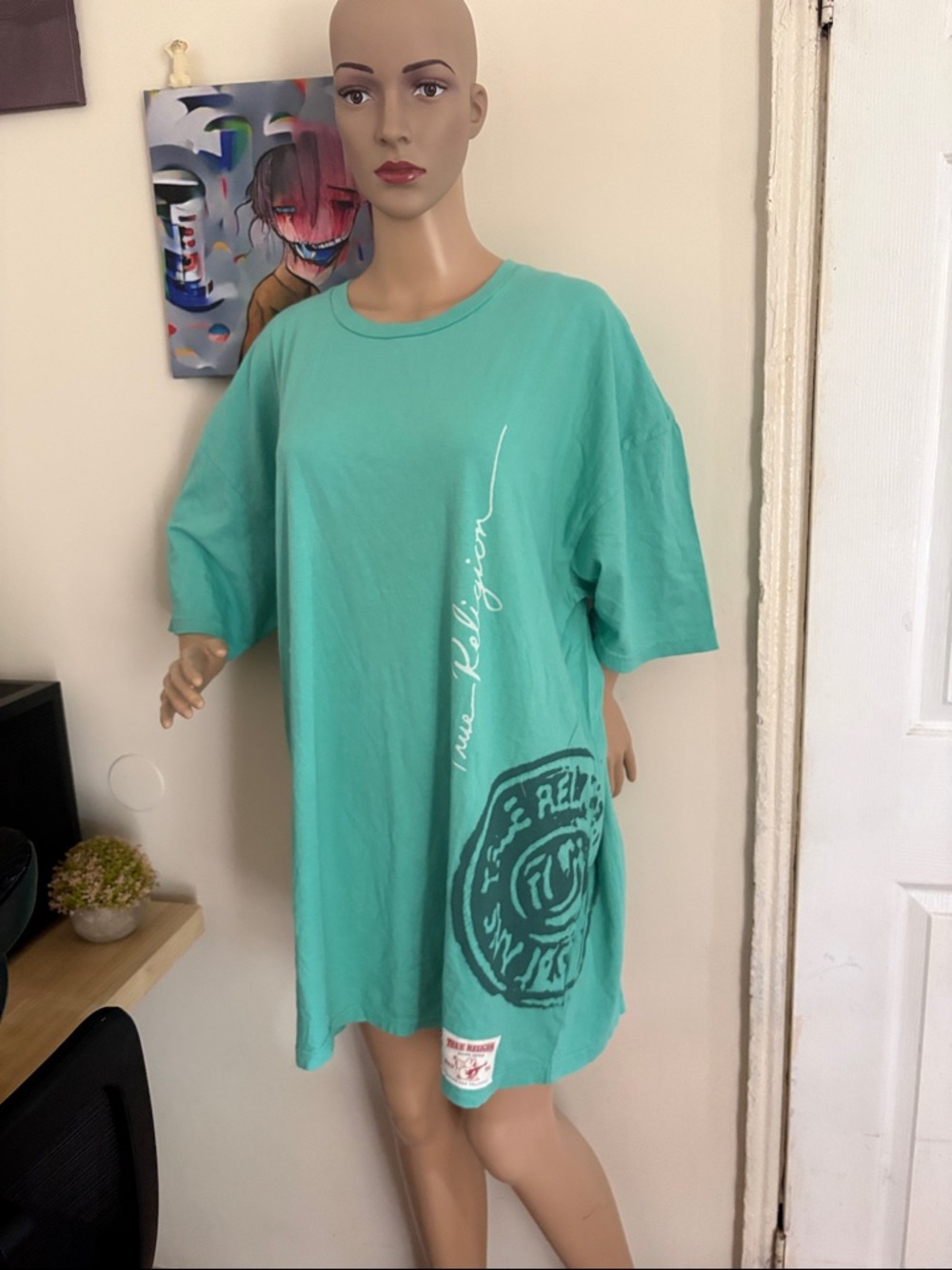 Mint Green Graphic Oversized Tee